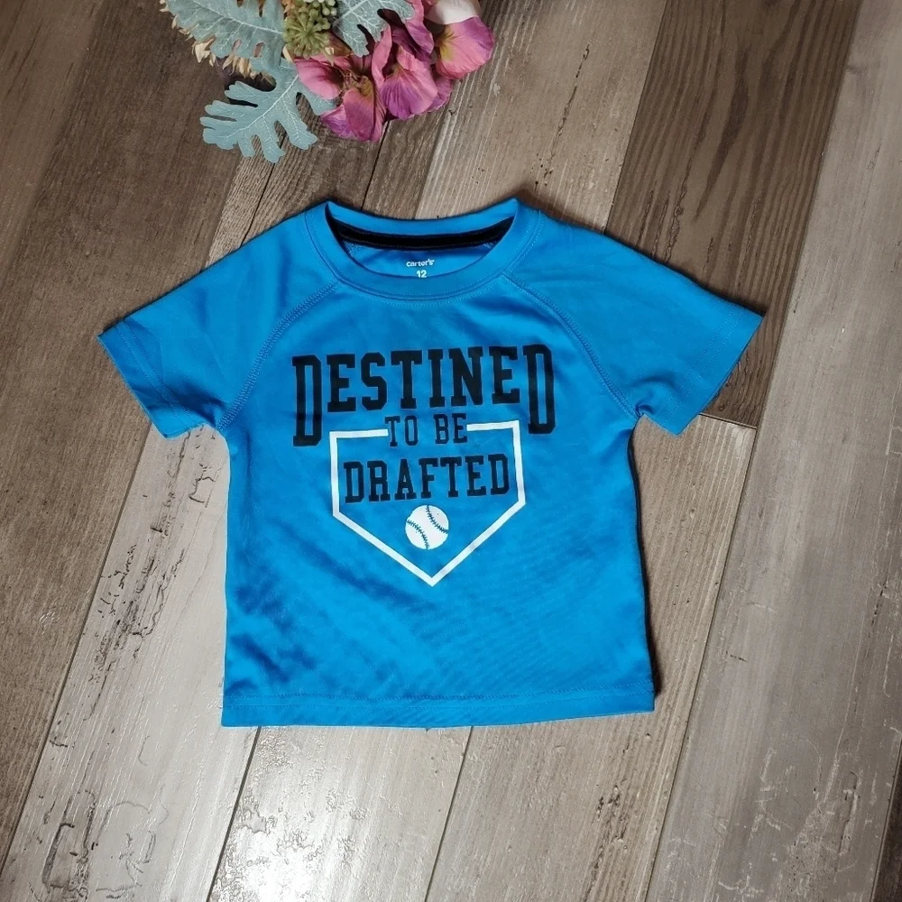 Carter's Size 12m Blue Baby Boy Baseball Athletic T-Shirt EUC